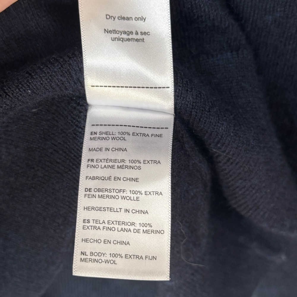 UNTUCKit Belguardo 100% Extra Fine Merino Wool Men's Sweater 1/4 Zip Navy Blue L - Picture 5 of 9